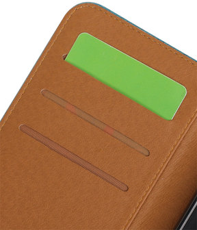 Blauw Pull-Up PU booktype wallet hoesje voor Huawei Honor V8