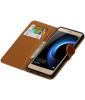 Bruin Pull-Up PU booktype wallet hoesje voor Huawei Honor V8