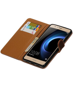 Mocca Pull-Up PU booktype wallet hoesje voor Huawei Honor V8