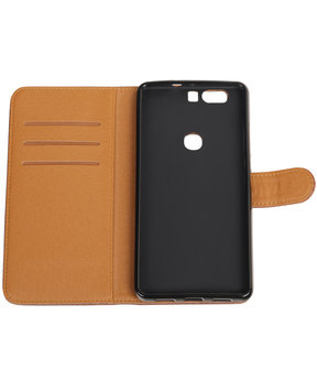 Mocca Pull-Up PU booktype wallet hoesje voor Huawei Honor V8