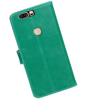 Groen Pull-Up PU booktype wallet hoesje voor Huawei Honor V8