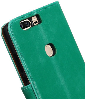 Groen Pull-Up PU booktype wallet hoesje voor Huawei Honor V8