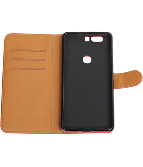 Rood Pull-Up PU booktype wallet hoesje voor Huawei Honor V8