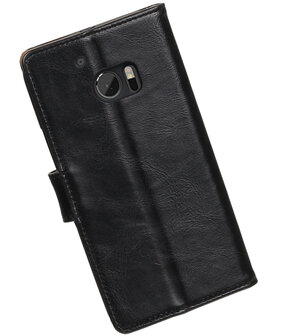 Zwart Pull-Up PU booktype wallet hoesje voor HTC 10