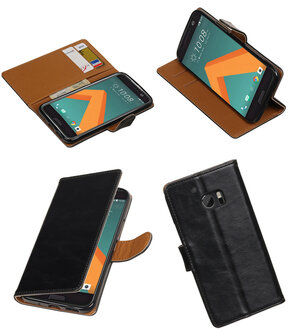 Zwart Pull-Up PU booktype wallet hoesje voor HTC 10