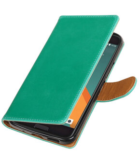 Groen Pull-Up PU booktype wallet hoesje voor HTC 10