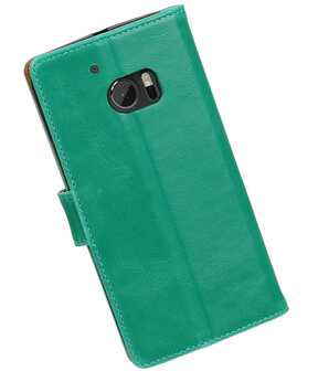 Groen Pull-Up PU booktype wallet hoesje voor HTC 10