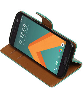Groen Pull-Up PU booktype wallet hoesje voor HTC 10