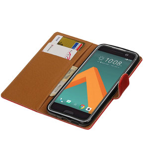 Rood Pull-Up PU booktype wallet hoesje voor HTC 10