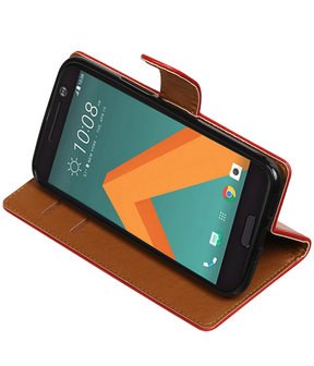 Rood Pull-Up PU booktype wallet hoesje voor HTC 10