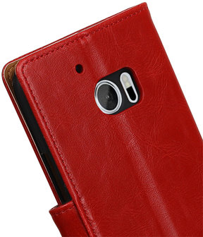 Rood Pull-Up PU booktype wallet hoesje voor HTC 10