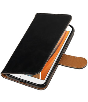 Zwart Pull-Up PU booktype wallet hoesje voor Motorola Moto G4 / G4 Plus