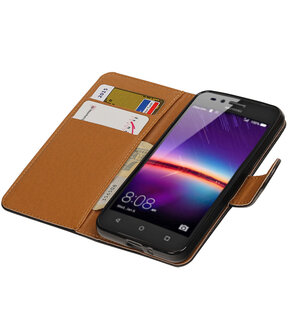 Zwart Pull-Up PU booktype wallet hoesje voor Huawei Y3 II