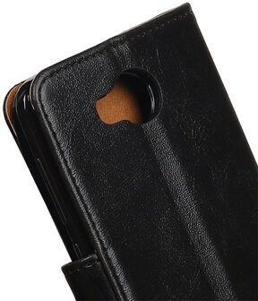 Zwart Pull-Up PU booktype wallet hoesje voor Huawei Y3 II