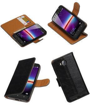 Zwart Pull-Up PU booktype wallet hoesje voor Huawei Y3 II