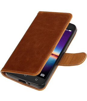 Bruin Pull-Up PU booktype wallet hoesje voor Huawei Y3 II