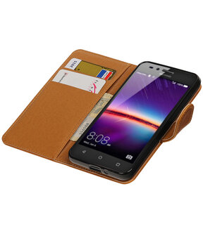 Bruin Pull-Up PU booktype wallet hoesje voor Huawei Y3 II