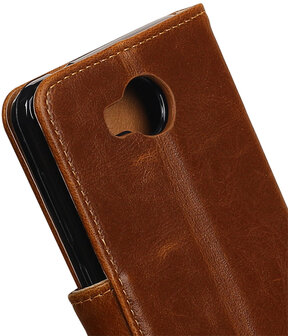 Bruin Pull-Up PU booktype wallet hoesje voor Huawei Y3 II