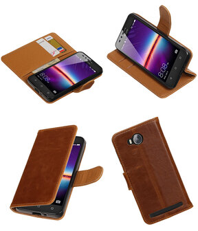 Bruin Pull-Up PU booktype wallet hoesje voor Huawei Y3 II