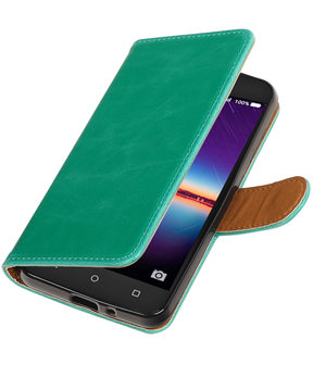 Groen Pull-Up PU booktype wallet hoesje voor Huawei Y3 II