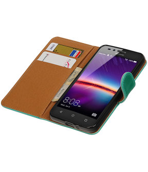 Groen Pull-Up PU booktype wallet hoesje voor Huawei Y3 II