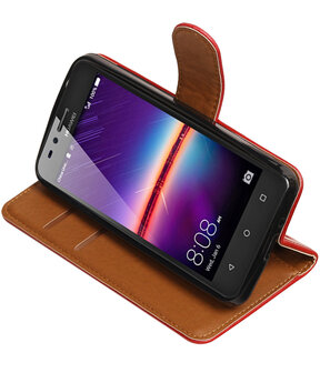 Rood Pull-Up PU booktype wallet hoesje voor Huawei Y3 II