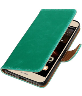 Groen Pull-Up PU booktype wallet hoesje voor Huawei Y5 II