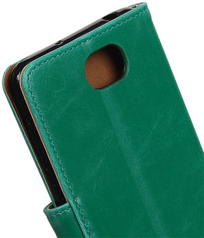 Groen Pull-Up PU booktype wallet hoesje voor Huawei Y5 II