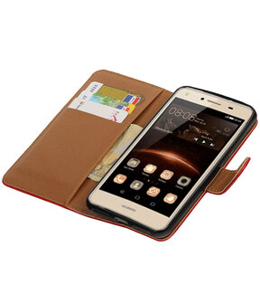 Rood Pull-Up PU booktype wallet hoesje voor Huawei Y5 II