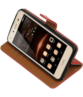 Rood Pull-Up PU booktype wallet hoesje voor Huawei Y5 II