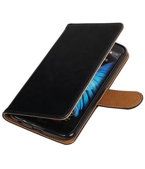 Zwart Pull-Up PU booktype wallet hoesje voor LG K10