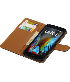 Zwart Pull-Up PU booktype wallet hoesje voor LG K10