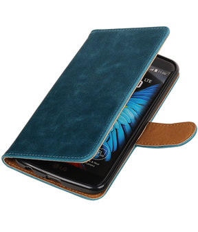 Blauw Pull-Up PU booktype wallet hoesje voor LG K10