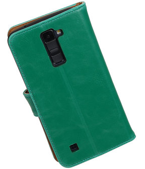 Groen Pull-Up PU booktype wallet hoesje voor LG K10