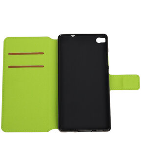 Groen Huawei P8 TPU wallet case booktype hoesje HM Book