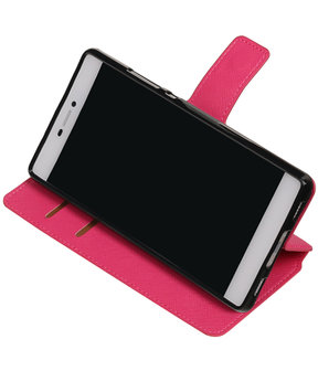 Roze Huawei P8 TPU wallet case booktype hoesje HM Book