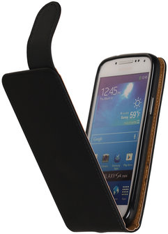 Zwart Effen Classic TPU flip case hoesje voor Samsung Galaxy S4 mini i9190