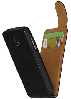 Zwart Effen Classic TPU flip case hoesje voor Samsung Galaxy S5 Mini