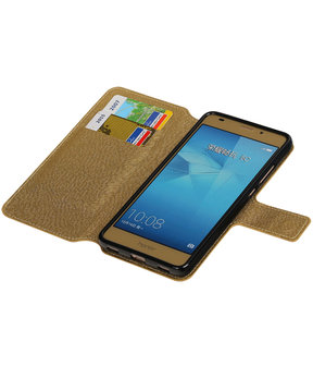 Goud Huawei Honor 5c TPU wallet case booktype hoesje HM Book