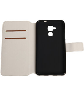 Wit Huawei Honor 5c TPU wallet case booktype hoesje HM Book