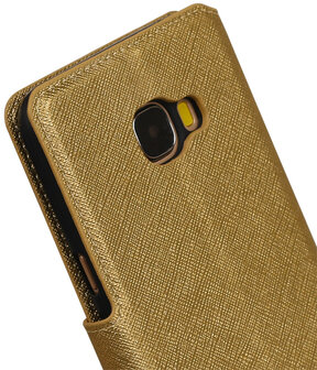 Goud Samsung Galaxy C5 TPU wallet case booktype hoesje HM Book