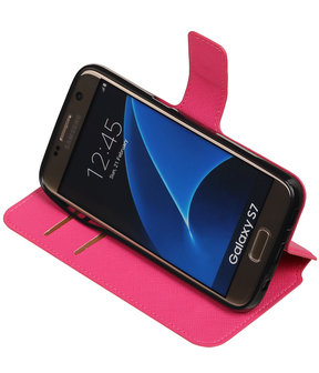 Roze Samsung Galaxy S7 TPU wallet case booktype hoesje HM Book