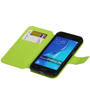 Groen Samsung Galaxy J1 2016 TPU wallet case booktype hoesje HM Book