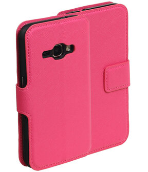 Roze Samsung Galaxy J1 2016 TPU wallet case booktype hoesje HM Book