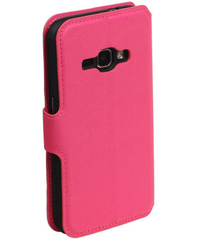 Roze Samsung Galaxy J1 2016 TPU wallet case booktype hoesje HM Book