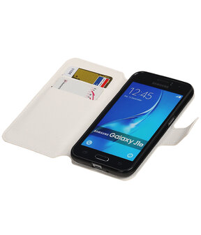 Wit Samsung Galaxy J1 2016 TPU wallet case booktype hoesje HM Book