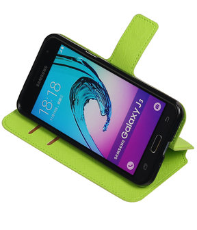 Groen Samsung Galaxy J3 TPU wallet case booktype hoesje HM Book