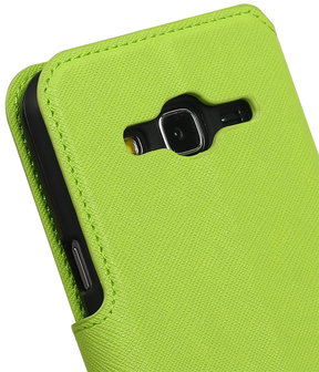 Groen Samsung Galaxy J3 TPU wallet case booktype hoesje HM Book