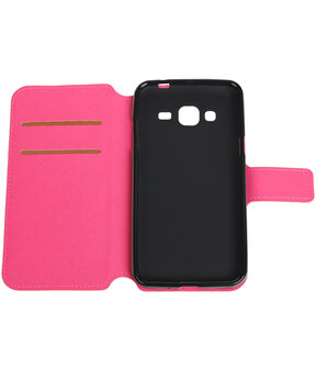 Roze Samsung Galaxy J3 TPU wallet case booktype hoesje HM Book