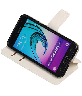 Wit Samsung Galaxy J3 TPU wallet case booktype hoesje HM Book
